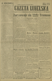 Gazeta Lubelska : niezależne pismo demokratyczne. R. 2, nr 308=617 (7 listopad 1946)