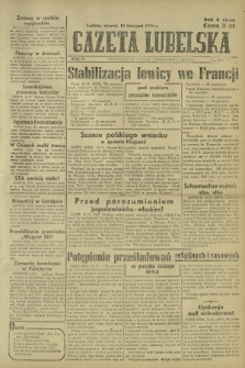 Gazeta Lubelska : niezależne pismo demokratyczne. R. 2, nr 313=622 (12 listopad 1946)