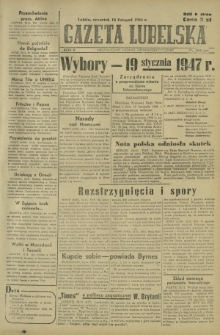 Gazeta Lubelska : niezależne pismo demokratyczne. R. 2, nr 315=624 (14 listopad 1946)