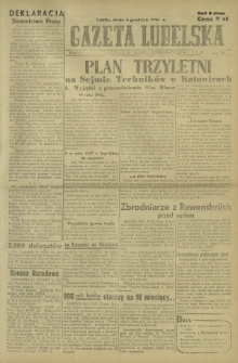 Gazeta Lubelska : niezależne pismo demokratyczne. R. 2, nr 335=644 (4 grudzień 1946)