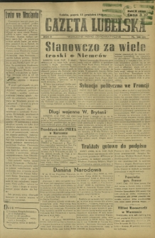 Gazeta Lubelska : niezależne pismo demokratyczne. R. 2, nr 344=653 (13 grudzień 1946)