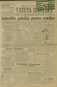 Gazeta Lubelska : niezależne pismo demokratyczne. R. 2, nr 348=657 (17 grudzień 1946)