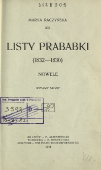 Listy prababki (1832-1836) : nowele