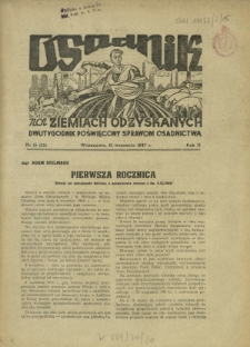 Osadnik na Ziemiach Odzyskanych : dwutygodnik poświęcony sprawom osadnictwa. R. 2, nr 15=25 (15 września 1947)