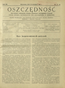 Oszczędność : dwutygodnik poświęcony sprawie organizacji oszczędności w Polsce. R. 12, nr 17-18 (30 września 1936)