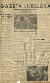Gazeta Lubelska : niezależny organ demokratyczny. R. 1, nr 1 (3 sierpnia 1944)