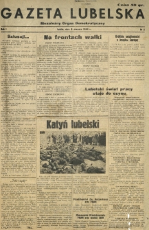 Gazeta Lubelska : niezależny organ demokratyczny. R. 1, nr 2 (4 sierpnia 1944)