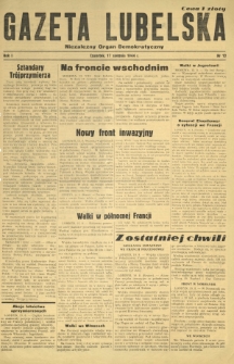 Gazeta Lubelska : niezależny organ demokratyczny. R. 1, nr 12 (17 sierpnia 1944)