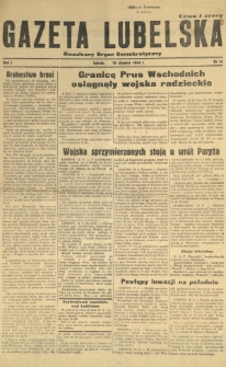 Gazeta Lubelska : niezależny organ demokratyczny. R. 1, nr 14 (19 sierpnia 1944)