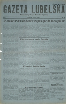 Gazeta Lubelska : niezależny organ demokratyczny. R. 1, nr 20 (26 sierpnia 1944)