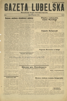 Gazeta Lubelska : niezależny organ demokratyczny. R. 1, nr 31 (6 [i.e. 7] września1944)