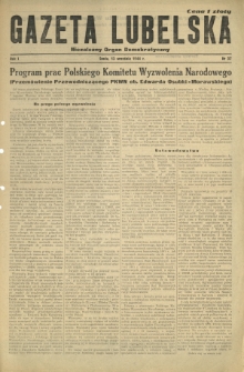 Gazeta Lubelska : niezależny organ demokratyczny. R. 1, nr 37 (13 września 1944)