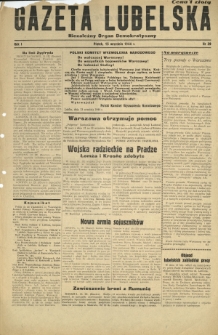 Gazeta Lubelska : niezależny organ demokratyczny. R. 1, nr 39 (15 września 1944)