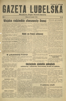 Gazeta Lubelska : niezależny organ demokratyczny. R. 1, nr 23 (29 sierpnia 1944)