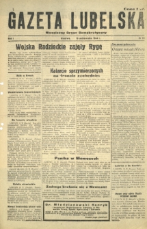 Gazeta Lubelska : niezależny organ demokratyczny. R. 1, nr 66 (15 października 1944)