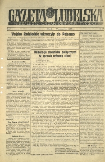 Gazeta Lubelska : niezależny organ demokratyczny. R. 1, nr 67 (17 października 1944)