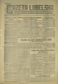 Gazeta Lubelska : niezależne pismo demokratyczne. 1945, nr 101 (31 maja)