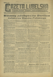 Gazeta Lubelska : niezależne pismo demokratyczne. 1945, nr 104 (3-4 czerwca)