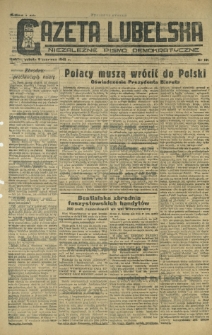 Gazeta Lubelska : niezależne pismo demokratyczne. 1945, nr 109 (9 czerwca)
