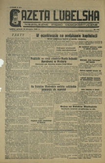 Gazeta Lubelska : niezależne pismo demokratyczne. 1945, nr 172 (14 sierpnia)