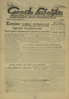 Gazeta Lubelska : niezależne pismo demokratyczne. 1945, nr 173 (15 sierpnia)