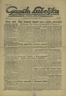 Gazeta Lubelska : niezależne pismo demokratyczne. R. 1, nr 183 (25 sierpnia)