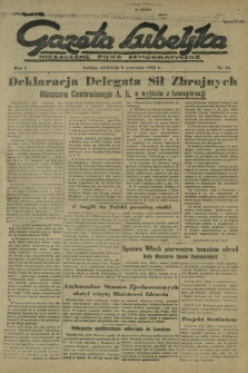 Gazeta Lubelska : niezależne pismo demokratyczne. R. 1, nr 198 (9 września 1945)