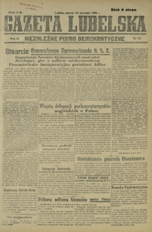 Gazeta Lubelska : niezależne pismo demokratyczne. R. 2, nr 12 (12 stycznia 1946)