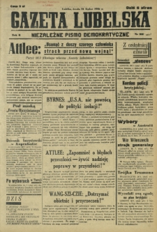 Gazeta Lubelska : niezależne pismo demokratyczne. R. 2, nr 208=517 (31 lipiec 1946)
