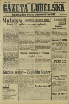 Gazeta Lubelska : niezależne pismo demokratyczne. R. 2, nr 214=523 (6 sierpień 1946)