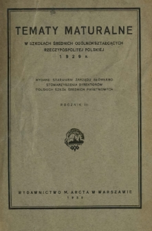 Tematy maturalne w szkołach średnich ogólnokształcących Rzeczypospolitej Polskiej 1929 r.
