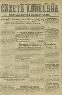Gazeta Lubelska : niezależne pismo demokratyczne. R. 2, nr 63=372 (4 marzec 1946)