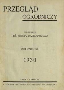 Przegląd Ogrodniczy R. 13 (1930) Spis rzeczy
