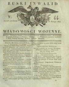 Ruski Inwalid czyli wiadomości wojenne. 1817, nr 44 (22 lutego)