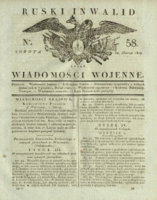 Ruski Inwalid czyli wiadomości wojenne. 1817, nr 58 (10 marca)