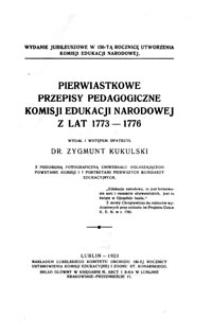 Pierwiastkowe przepisy pedagogiczne Komisji Edukacji Narodowej z lat 1773-1776