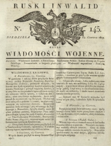 Ruski Inwalid czyli wiadomości wojenne. 1817, nr 145 (24 czerwca)