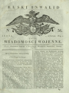 Ruski Inwalid czyli wiadomości wojenne. 1819, nr 36 (12 lutego)