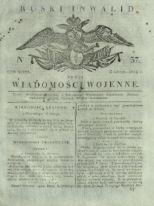 Ruski Inwalid czyli wiadomości wojenne. 1819, nr 37 (13 lutego)