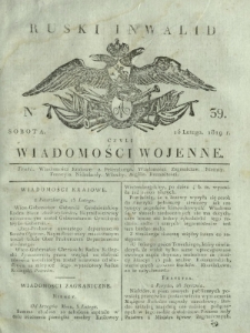 Ruski Inwalid czyli wiadomości wojenne. 1819, nr 39 (15 lutego)