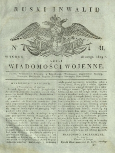 Ruski Inwalid czyli wiadomości wojenne. 1819, nr 41 (18 lutego)