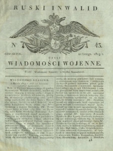 Ruski Inwalid czyli wiadomości wojenne. 1819, nr 43 (20 lutego)
