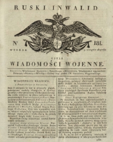 Ruski Inwalid czyli wiadomości wojenne. 1817, nr 181 (2 sierpnia)
