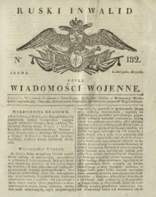 Ruski Inwalid czyli wiadomości wojenne. 1817, nr 182 (8 sierpnia)
