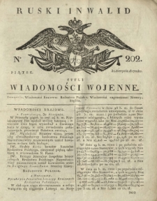 Ruski Inwalid czyli wiadomości wojenne. 1817, nr 202 (31 sierpnia)