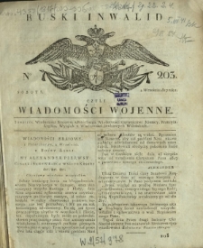 Ruski Inwalid czyli wiadomości wojenne. 1817, nr 203 (1 września)