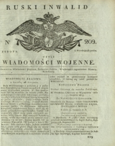 Ruski Inwalid czyli wiadomości wojenne. 1817, nr 209 (8 września)