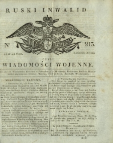 Ruski Inwalid czyli wiadomości wojenne. 1817, nr 213 (15 września)