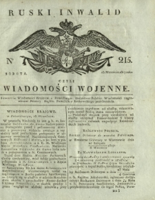 Ruski Inwalid czyli wiadomości wojenne. 1817, nr 215 (15 września)