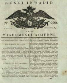 Ruski Inwalid czyli wiadomości wojenne. 1817, nr 229 (2 października)